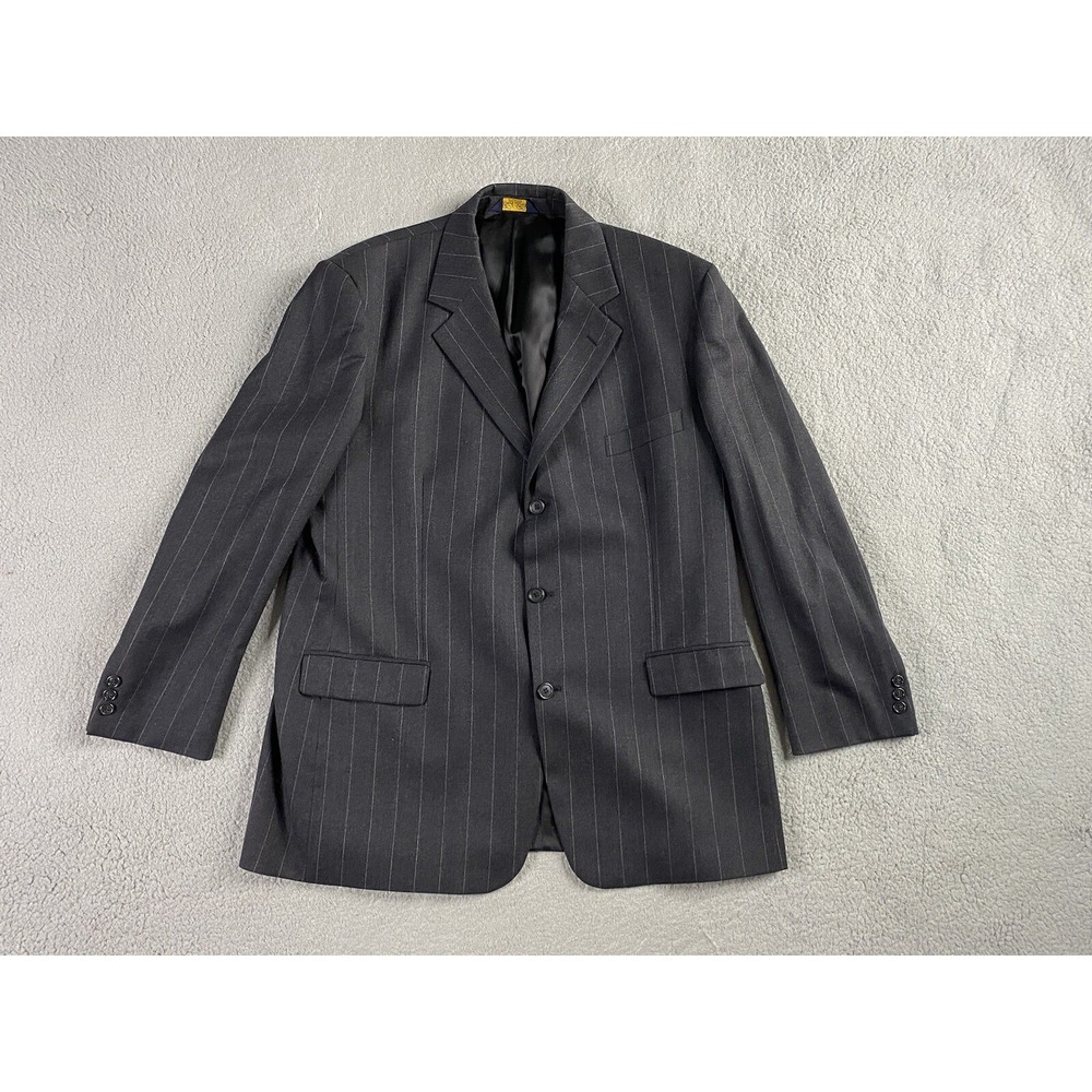 Brooks Brothers Suit Jacket 46 L Gray Wool Striped Brooksease Luxury Designer